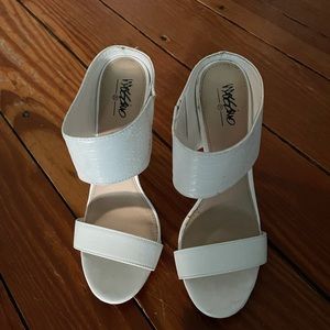 White open toe heels